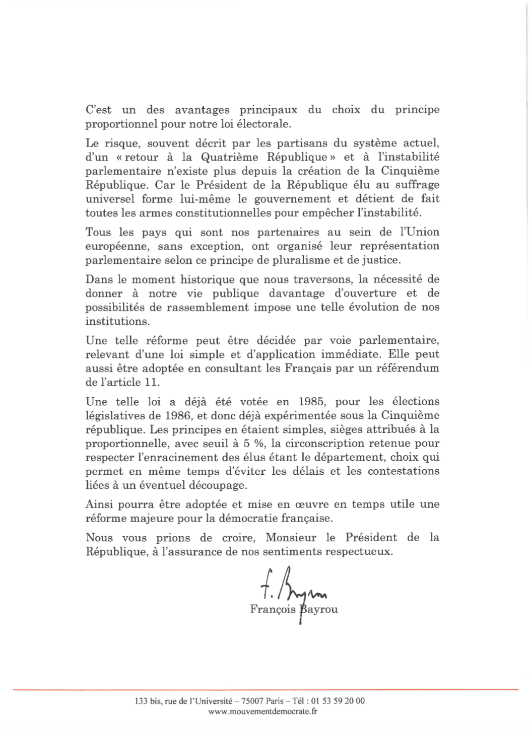 Lettre au Président de la République 2/2